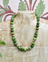 Full Blue Pottery Bead Long Necklace (Green)